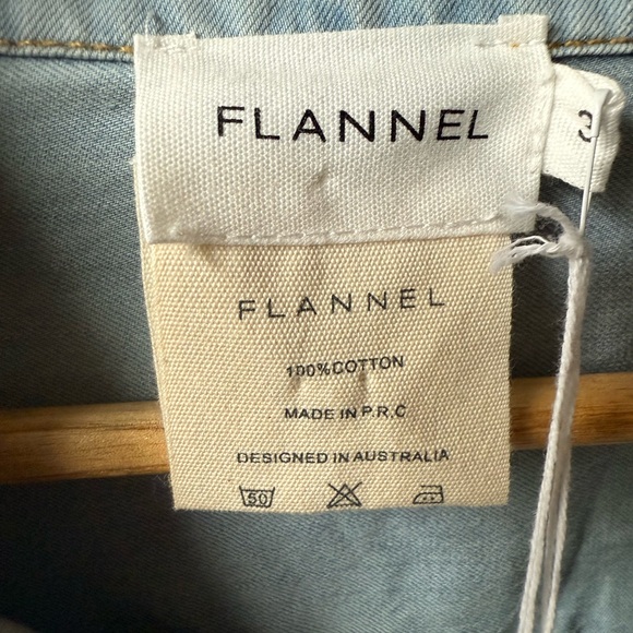 NWT FLANNEL Flint Frill Tunic Denim Dress Ruffle Baggy Oversized Pockets Blue L - Picture 7 of 8